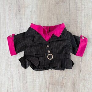 BABW Build A Bear Workshop Pinstripe Blazer Jacket Pink Trim Top BAB